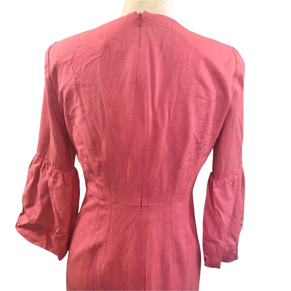 Veronica Beard Amalita Tea Length Pencil Midi Dress Bell Sleeve Melon Size 2 NWT - Picture 9 of 12